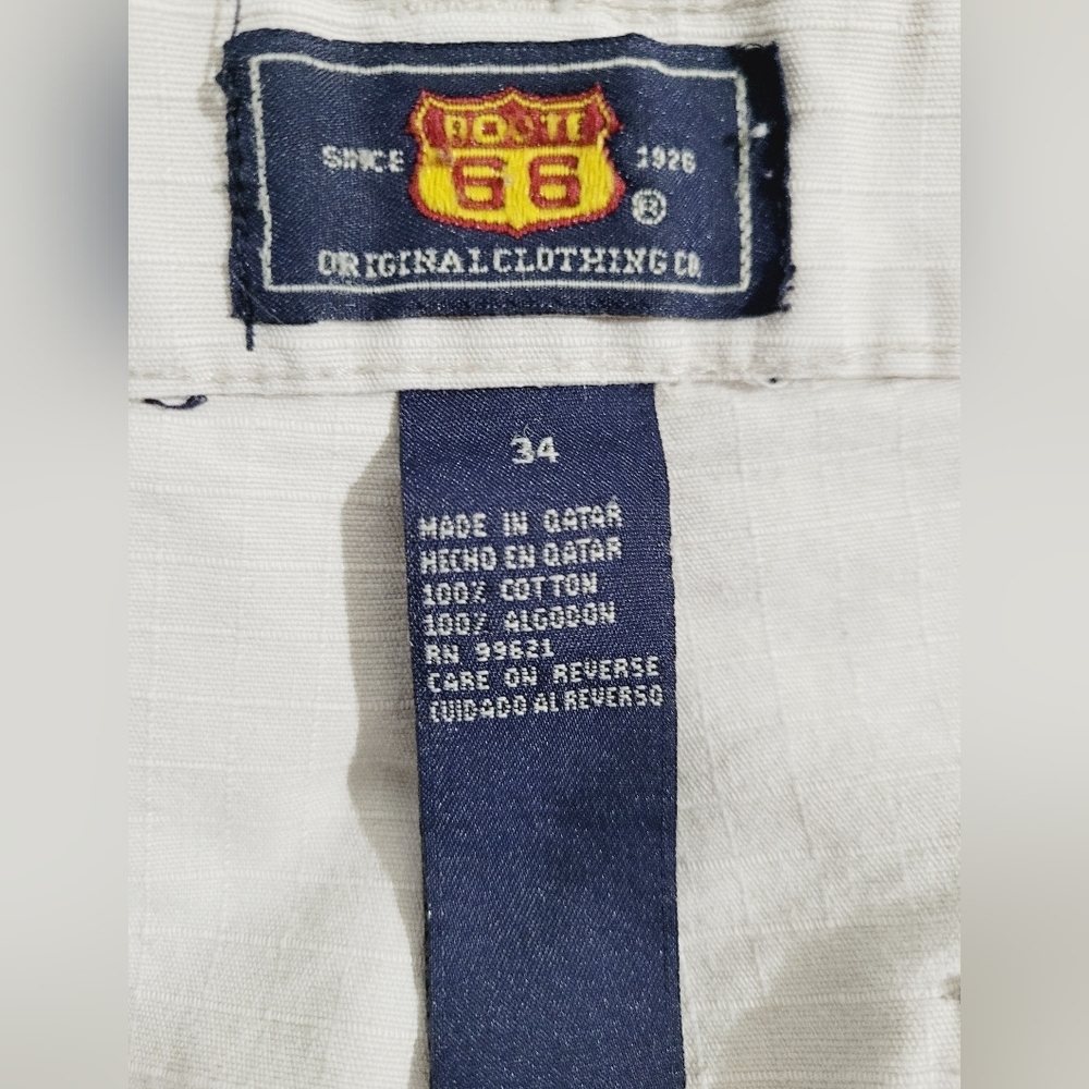 Route 66 Cargo Shorts Tan 100% Cotton Men's Size 34 Lots Of Pockets - Picture 7 of 8